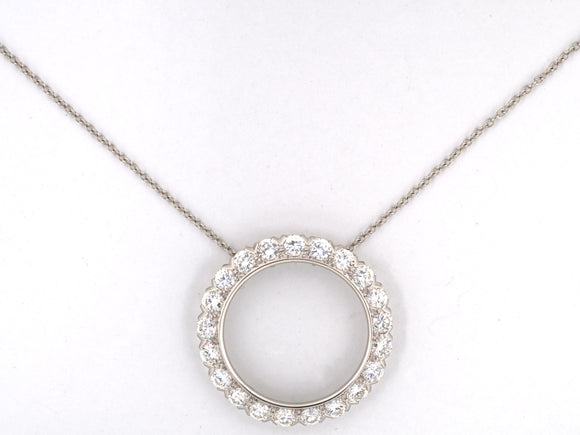 45003 - Circa 1950s J E Caldwell Platinum Diamond Circle Pendant Necklace