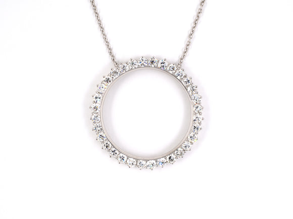 45013 - SOLD - Platinum Diamond Circle Pendant Necklace