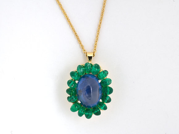 45020 - Gold AGL Sapphire Emerald Pendant