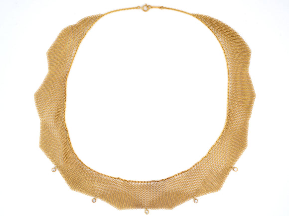 45035 - Circa 1981 Tiffany Peretti Gold Mesh Ribbon Necklace