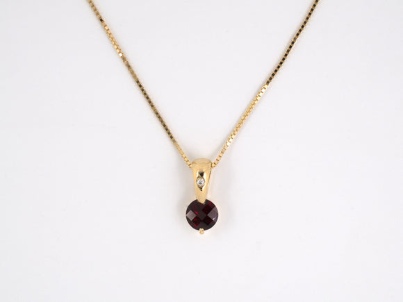 45056 - Gold Garnet Diamond Drop Pendant Necklace
