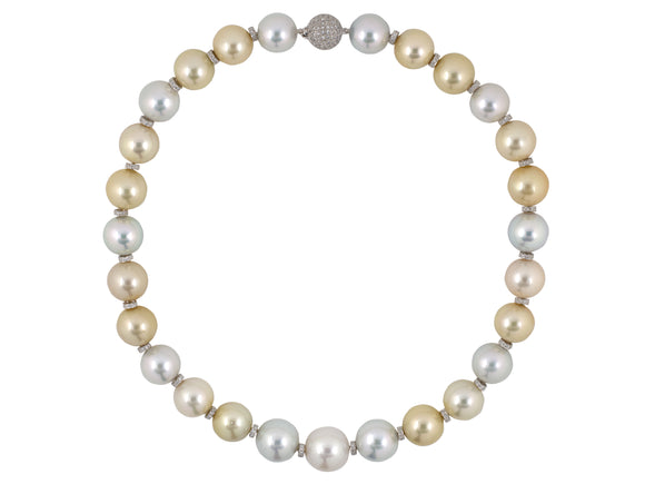 45079                - Gold Diamond GIA South Sea Pearls Necklace