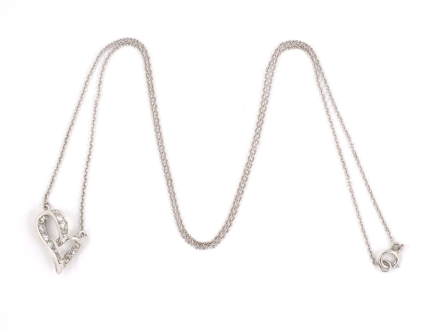 45084 - SOLD - Platinum Diamond Heart Pendant Necklace
