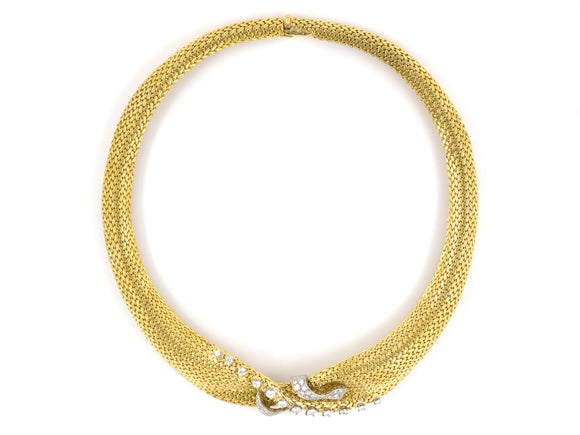 45104 - Gold Diamond French Choker Necklace