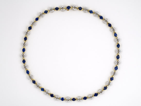 45126 - Tiffany & Co Platinum Gold Sapphire Diamond Link Necklace
