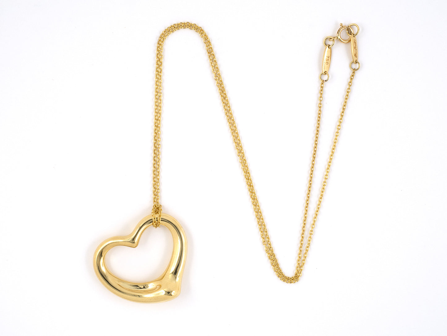 45228 - SOLD - Tiffany Peretti Spain Gold Open Heart Pendant Necklace