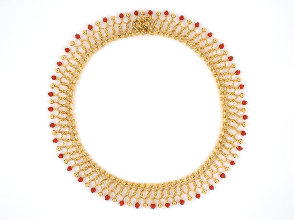 45320 - SOLD - Italy Gold Coral Festoon Choker Necklace