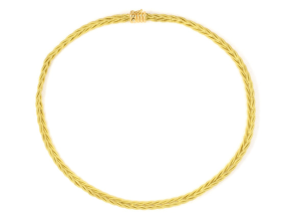 45367 - Italy Gold Round Snake Woven 6 Strand Necklace