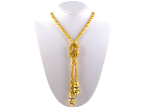 45425 - Circa 2000 Greek Gold Diamond Ruby Chimera Head Necklace