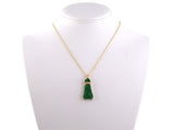 45433 - Gold Jadeite Diamond Carved Floral Handmade Pendant Necklace