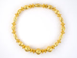45435 - Lalaounis Minoan Gold Hollow Fluted Carved Alternating Beads Necklace With Removable Drop