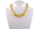 45435 - Lalaounis Minoan Gold Hollow Fluted Carved Alternating Beads Necklace With Removable Drop