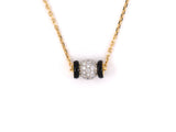 45439 - Webb Gold Platinum Diamond Black Enamel Pave Ball Pendant Necklace