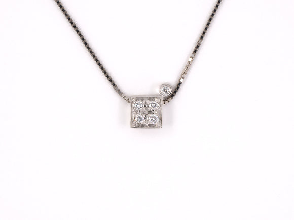 45443 - Gold Diamond Square Ornament Pendant Necklace