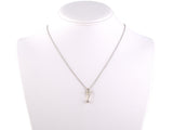 45446 - Edwardian Platinum Gold Diamond Leaf Drop Dangle Pendant Necklace