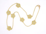 45451 - Gold Oval Flower Textured Petals Necklace