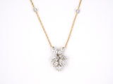 45928 - Neiman Marcus Platinum Diamond Leaf Ornament On Gold Cable Chain Dangle Drop Necklace