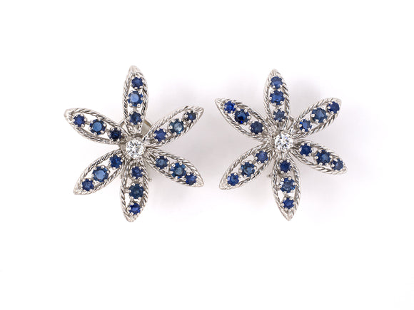 50522 - Gold Diamond Sapphire Pinwheel Earrings