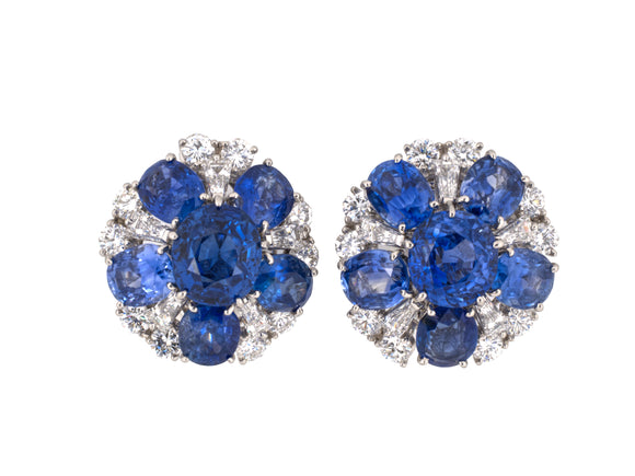 51103 - 1950s Oscar Heyman Platinum Diamond Sapphire Earrings
