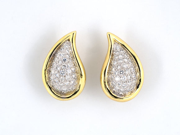 51218 - Gold Platinum Diamond Tear Drop Earrings