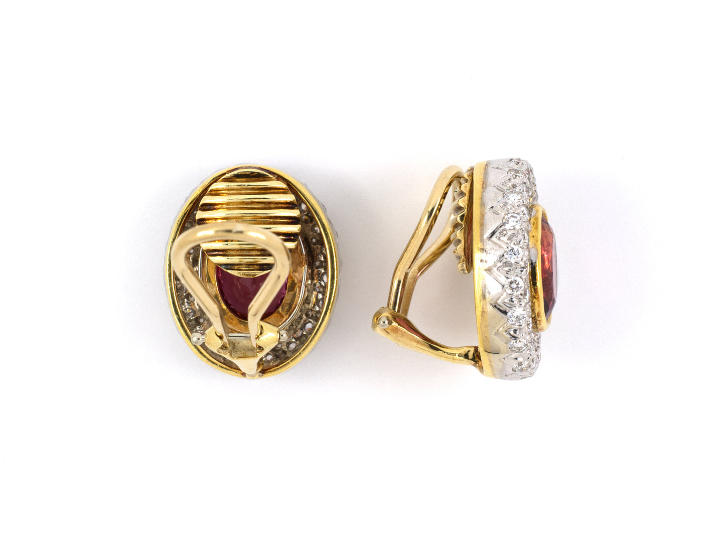 51823 - Gold Pink Tourmaline Diamond Earrings