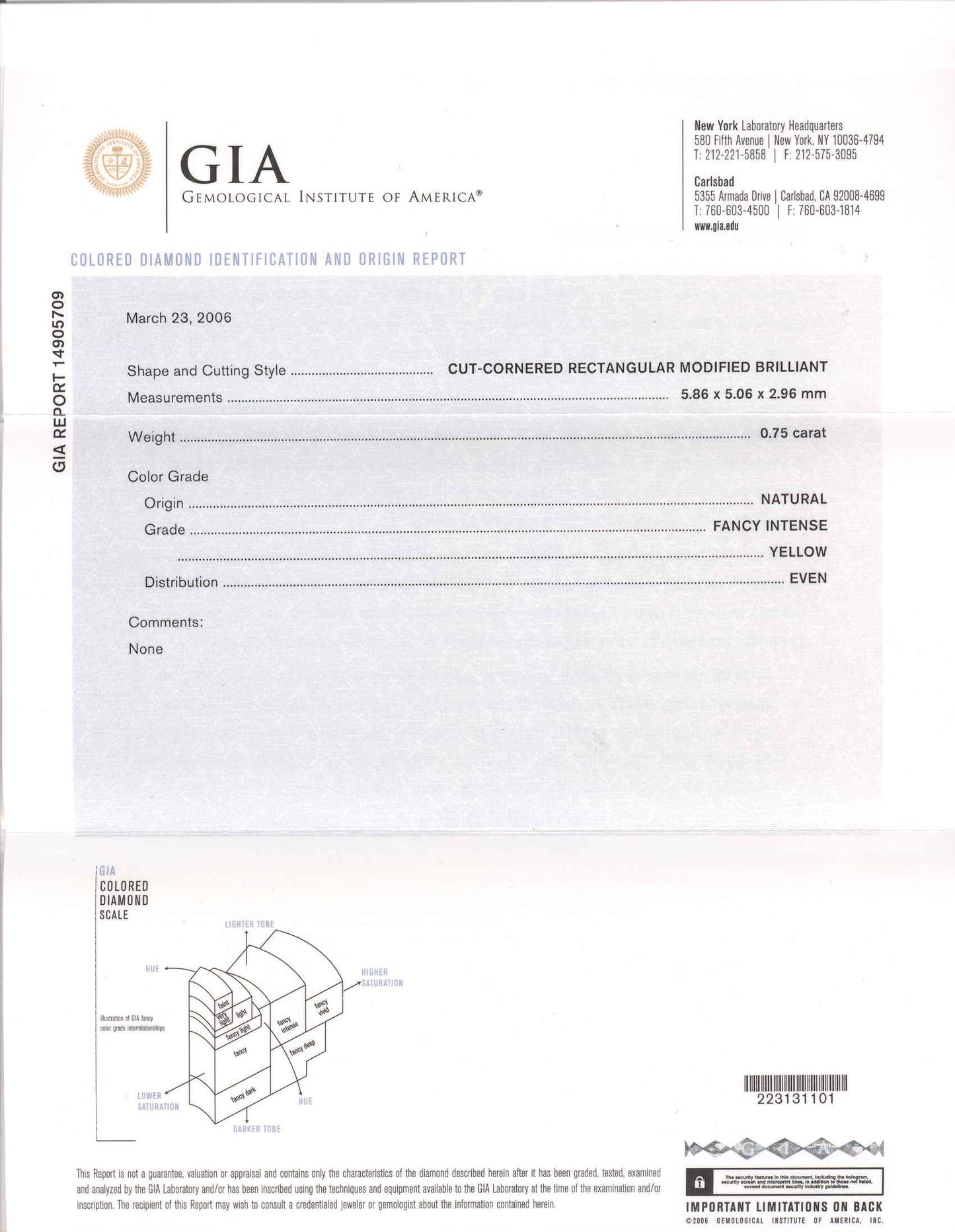 52316 - Platinum GIA Fancy Intense Diamond Earrings