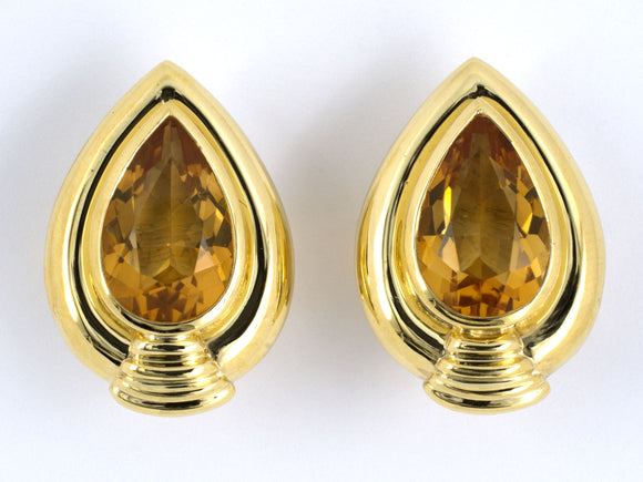 52439 - Cartier Gold Pear Shape Citrine Earrings