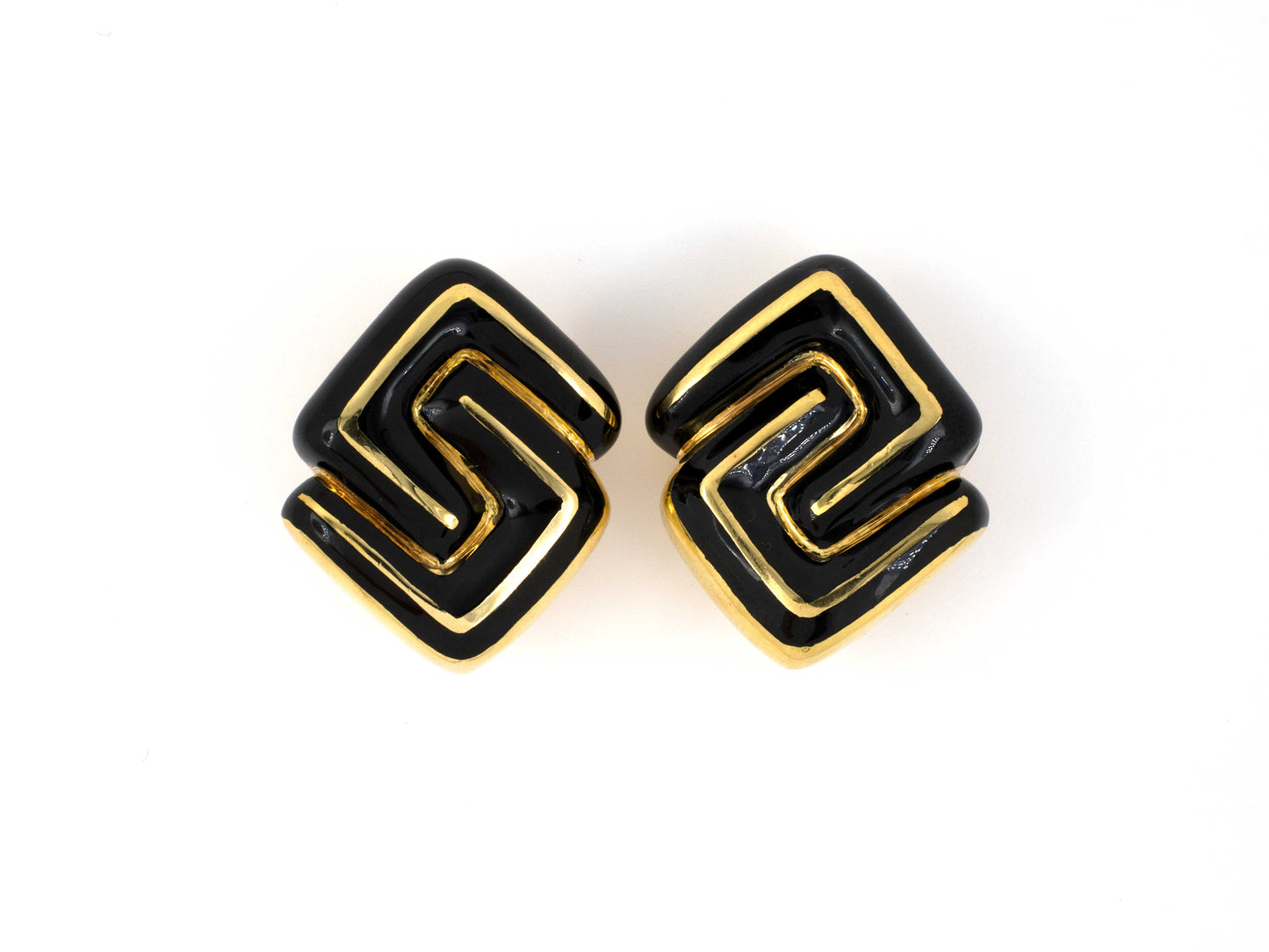 52499 - Webb Gold Black Enamel Geometric Nesting Earrings