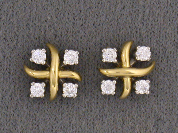 52781 - SOLD - Schlumberger Tiffany Platinum Gold Diamond LYNN Earrings