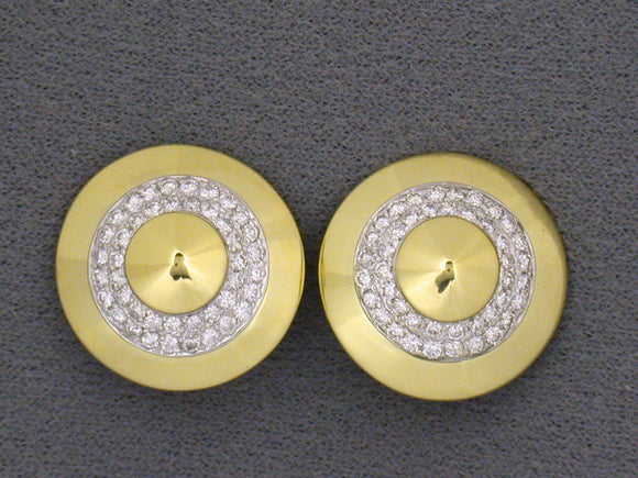 52826 - SOLD - Circa 1955 Cartier Gold Diamond Circle Earrings