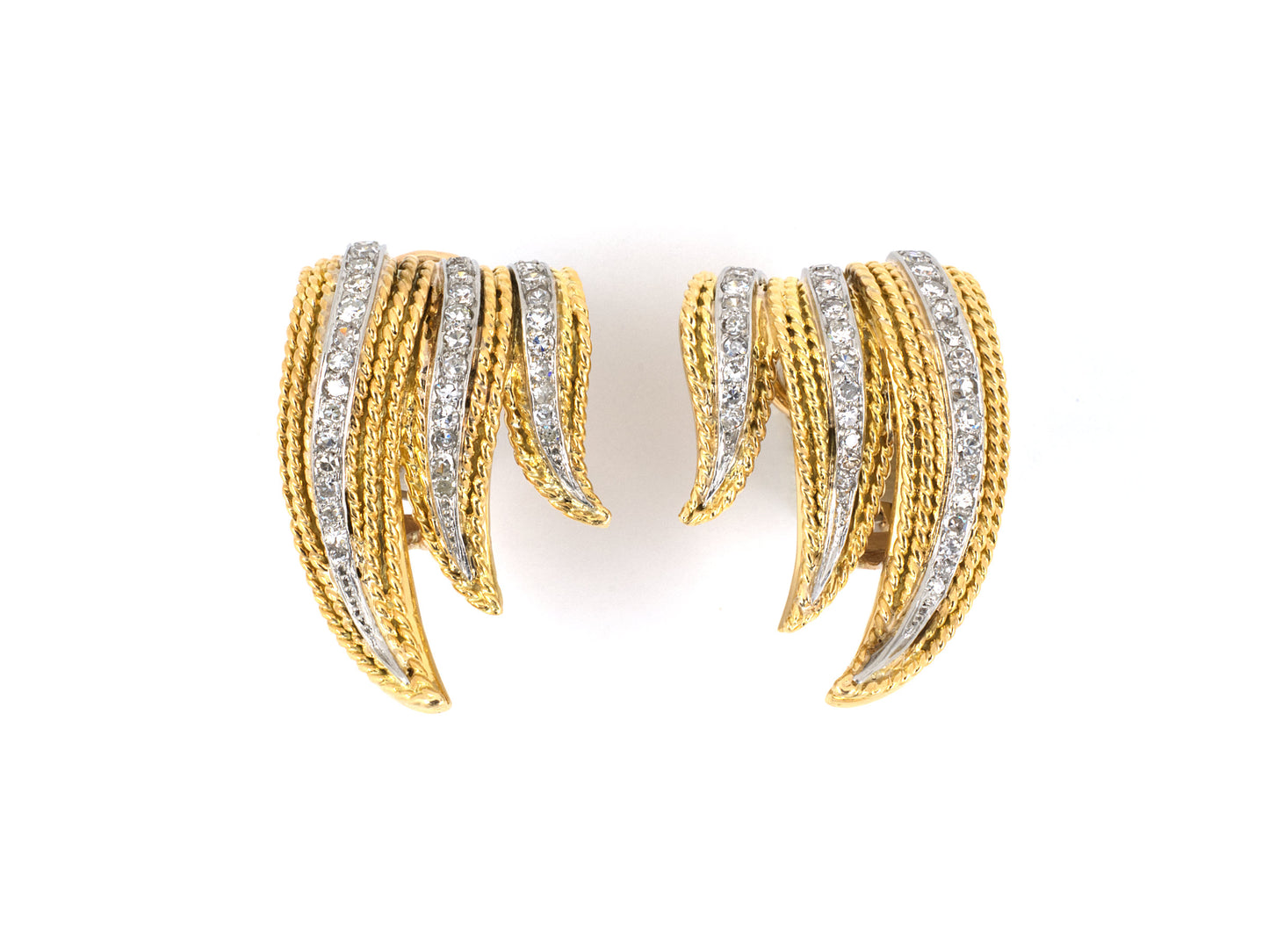 52854 - SOLD - Circa 1960s Gubelin Platinum Diamond Earrings