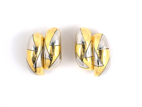 52907 - Michael Bondanza Platinum Gold Geometric Earrings