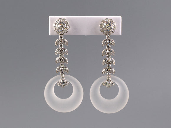 52923 - Platinum GIA Diamond Crystal Cluster Drop Dangle Earrings