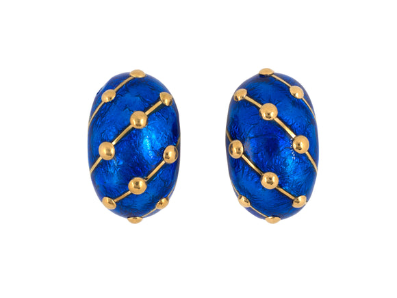 52936 - SOLD - Schlumberger Tiffany Gold Enamel French Banana Earrings