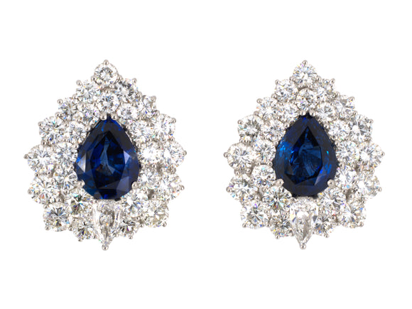 53025 - Circa 1960 Platinum AGL Ceylon Sapphire GIA Diamond Earrings