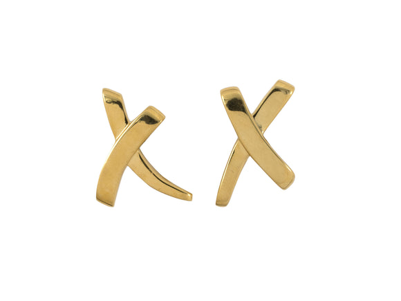 53083 - SOLD - Circa 1984 Tiffany Paloma Picasso X Kiss Gold Earrings
