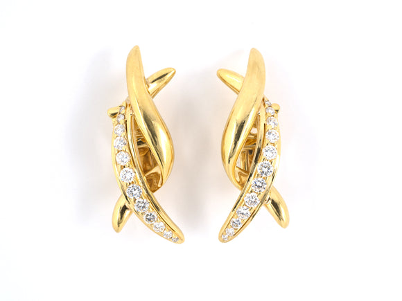53103 - Tiffany X Gold Diamond Ribbon Earrings