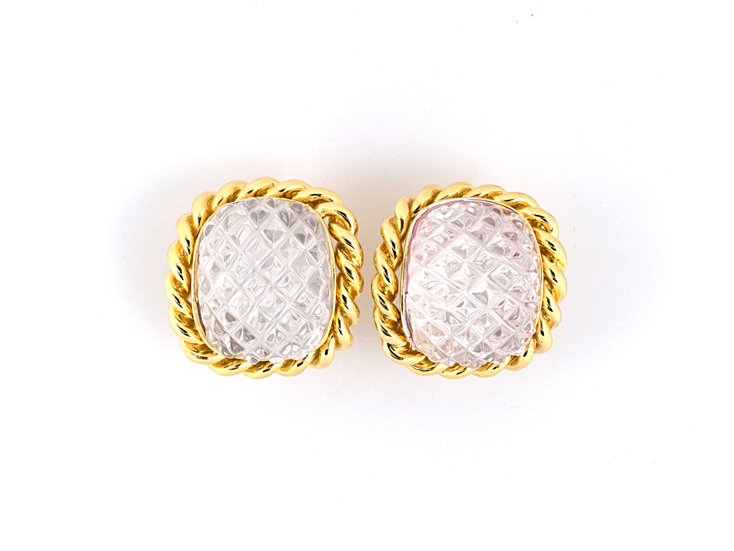 53119 - SOLD - Sabbadini Gold Crystal Rope Border Earrings