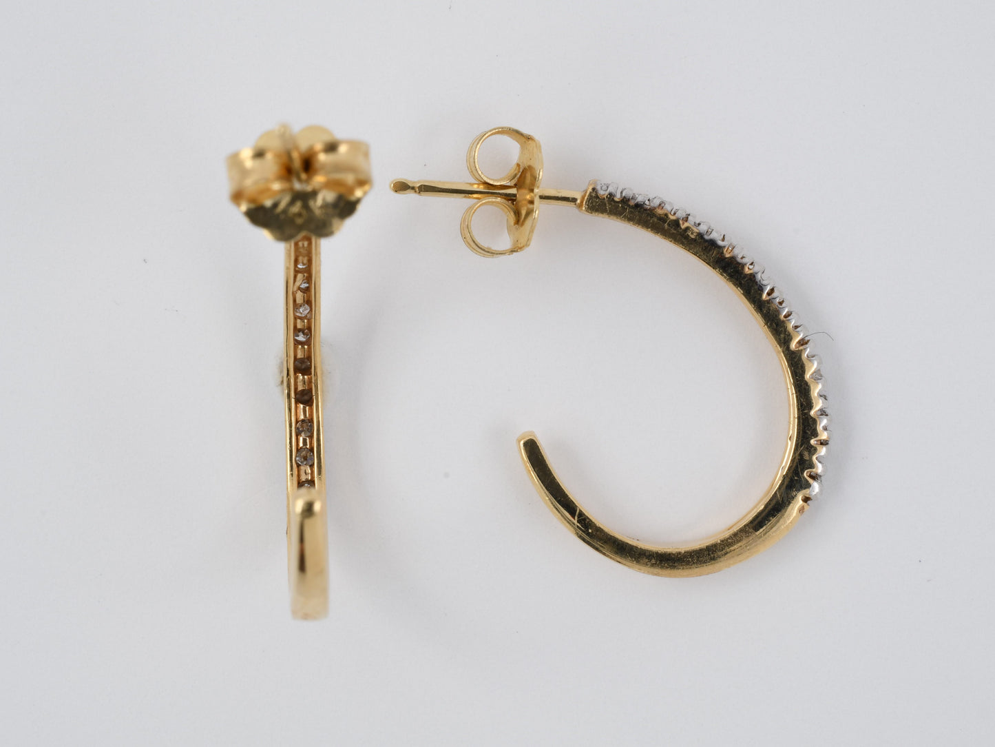 53147 - SOLD - Gold Diamond Hoop Earrings