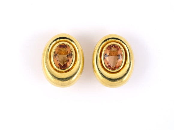 53341 - Gold Precious Topaz Oval Earrings