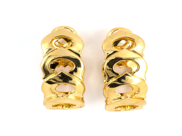 53401 - SOLD - Cartier Gold Link Hoop Earrings