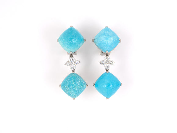 53430 - Platinum Turquoise Diamond Earrings