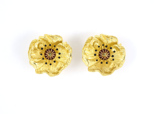 53441 - Asprey Gold Enamel Flower Earrings