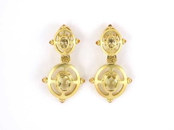 53537 - Paul Morelli Gold Green Quartz Citrine Drop Earrings
