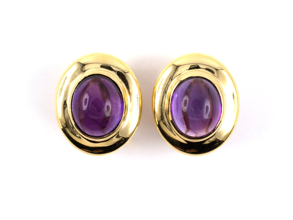 53552 - Gold Amethyst Oval Earrings