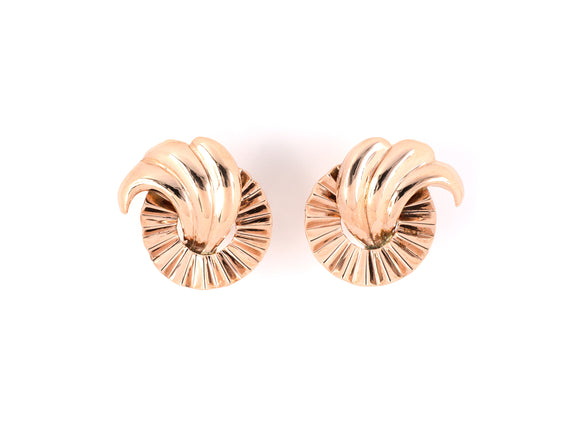 53575 - Retro Gold Corrugated Swirl Earrings