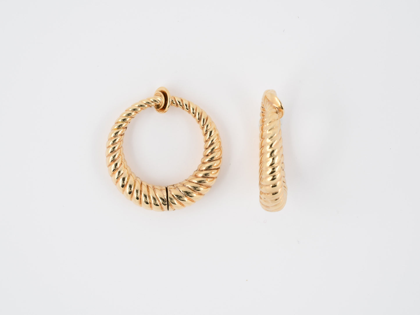 53609 - Gold Tapered Corrugated Hoop Earrings