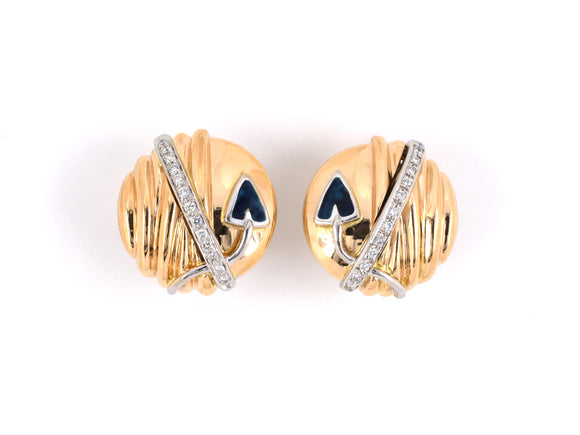 53644 - La Nouvelle Bague Gold Diamond Enamel Circle Earrings