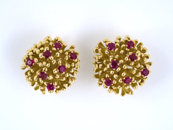 53874 - Circa 1965 Cartier French Gold Ruby Earrings