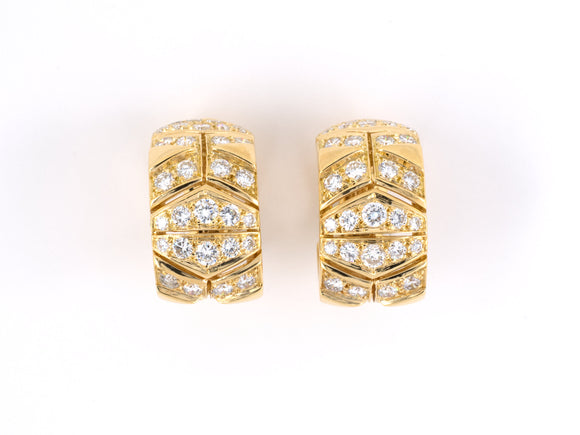 53886 - Cartier Rivoli Gold Diamond Hoop Earrings